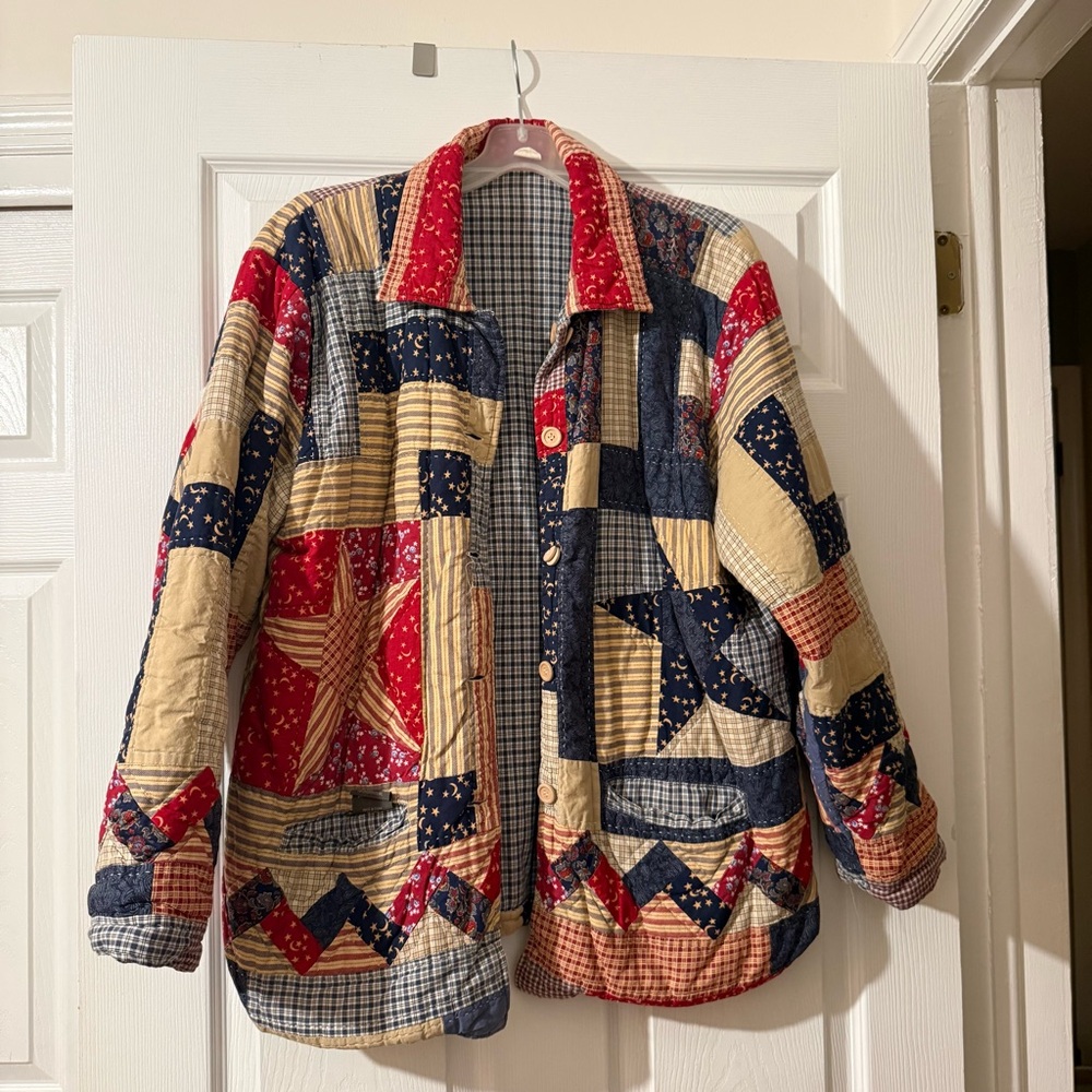 90’ Vintage Reversible Patchwork Quilted Jacket - image 2